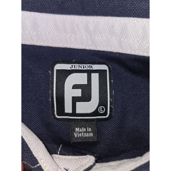 Footjoy FJ Kids Navy Blue White Stitching Polo Large - Picture 5 of 8